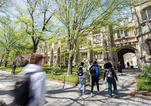 Students walking on campus