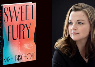 A photo of Sash Bischoff ’09 and her book, Sweet Fury.