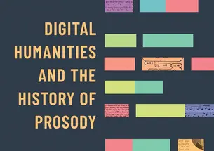 Cover of Poetry's Data by Meredith Martin with the text along the left side and blocks of color on the right.