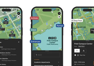 Screenshots of the Princeton campus accessibility app