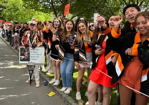 People line up along the 2025 P-rade route.