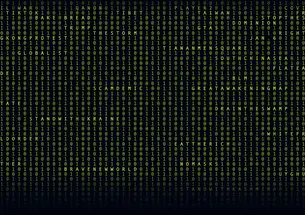 Black screen with retro green computer code with key phrases like cold war and deep state in brither green