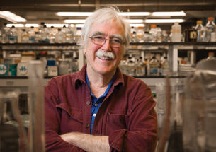 Princeton’s professor emeritus Eric Wieschaus standing in his lab