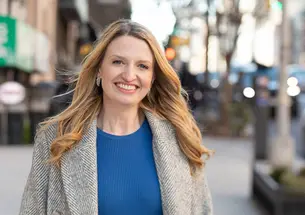 Virginia Maloney on a New York City street.