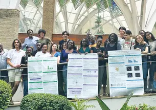 Students present posters during the Global Seminar in Kenya