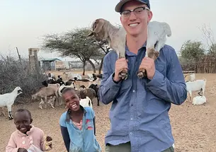 Bradley Nilson ’28’s summer internship included studying farm animals in rural Kenya.