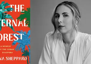 ThreeBooks_ElenaSheppard_web.jpg Elena Sheppard ’09 and the cover of her book, The Eternal Forest, illustrated with blue and green palm trees on an orange background.