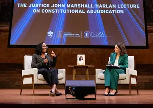 Supreme Court Justice Ketanji Brown Jackson, left, and Professor Deborah Pearlstein