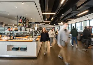 students eating at Choi Dining Hall at Yeh College