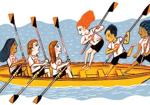 illustration of rowers in a boat