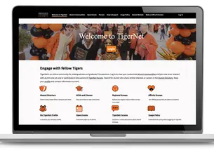 laptop with new Tigernet website on screen