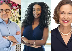 From left, José Quiñonez *98, Kahina Haynes ’11, and Kathy Roth-Douquet *91.