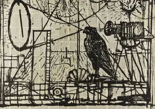 OTC_Class Closeup Learning the Flute.jpg William Kentridge’s Learning the Flute shows scribbled art of a bord watching a movie projected on a wall