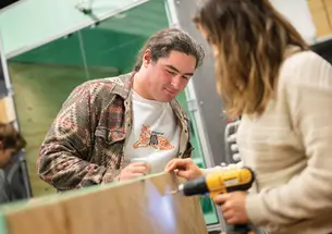 For the final project in his fall semester course, Designing Sustainable Systems: Beating the Heat of Climate Change with New Building Paradigms, studetns working in groups to retrofit a cross-section of a wall in Rocky into an ideal radiant heating system, working as plumbers, carpenters, or electricians to regulate the temperature inside the box, which serves as a model for the building