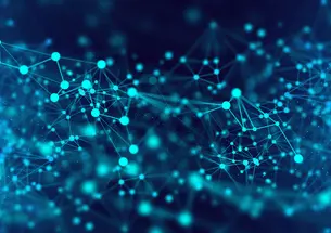 Little blue dots connected by lines on a black background