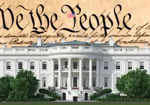 The White House with the Constitution in the background