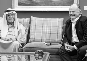 Saudi Prince Turki al Faisal al Saud, the former Saudi Arabian ambassador to the United States, left, and Wolfgang Danspeckgruber