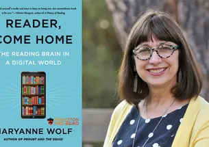 Maryanne Wolf and the blue cover of "Reader, Come Home."