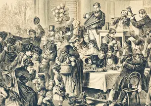 This image depicts Germans at a festival in the late 1800s, but we imagine the scene was similar to how Princetonians of the 1770s spent their time (outside of church).