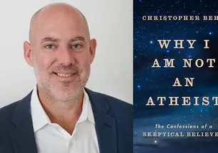 Christopher Beha and the cover of his book, "Why I Am Not an Atheist."