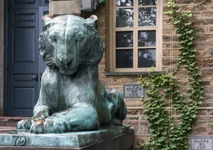 tiger in front of Nassau Hall