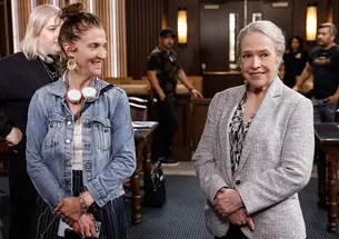 Jennie Urman &rsquo;99, left, and actress Kathy Bates.