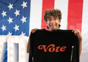 Vasanth Visweswaran &rsquo;28 at a Vote100 event in 2024