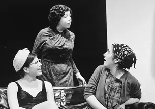 PRINCE_Summer Theater 1.jpg From left, Kim Meyers ’75, Winnie Holzman ’76, and Susan Wolf ’75 in Edward Albee’s The American Dream at Theatre Intime, 1974.