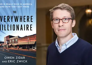 Owen Zidar and the cover of his book, "The Everywhere Millionaire."