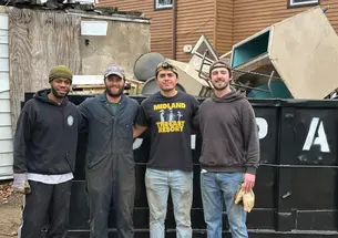 From left, Dwaine Williamson, Jack Cipas ’27, Talon Flores ’28, and Elliot Watt ’28.
