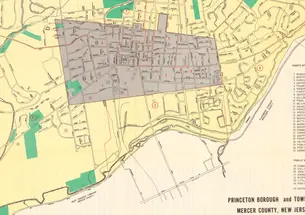 A 1967 map of Princeton Borough and Princeton Township shows the doughnut hole occupied largely by the University.