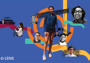 An artistic collage of students that benefit from LENS