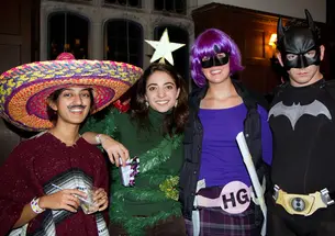 From left, graduate students Sonika Johri, Dena Feldman, Meghan Krupka, and Serguei Bagrianski dressed up for the Oct. 22 Halloween Ball at Procter Hall in the Graduate College. (Photos by John O'Neill '13)