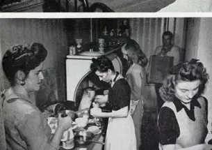 Life at 19 University Place, one of the University residences for married students, in 1946. (PAW Archives, Feb. 22, 1946)