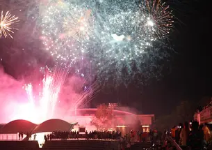 Fireworks over the Princeton stadium.