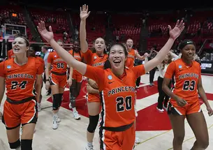 Princeton players celebrate their victory over N.C. State. 