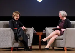 Anne-Marie Slaughter ’80 and President Tilghman discuss work-life balance.
