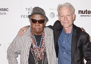 Sterling Magee (Mr Satan), left, and Adam Gussow  ’79 *00 at the premiere of the Satan and Adam during the 2018 Tribeca Film Festival.