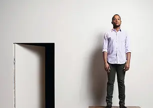 Branden Jacobs-Jenkins ’06 on the set of An Octoroon.