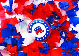Republican elephant button with confetti