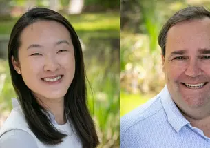 Headshot photos of Jessica Lu ’17 and John Marshall ’87