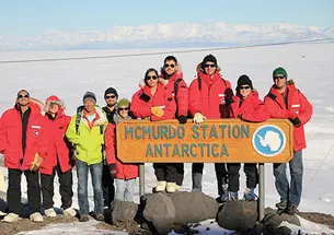 Scientists pose in October at McMurdo Station, the largest Antarctic research center, where they were preparing for the launch of SPIDER, an instrument that would gather data that could shed light on the origins of the universe. Physicist William C. Jones