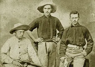 Dino-3men.jpg Three 1887 friends — from left, Henry Fairfield Osborn, Francis Speir Jr., and William Berryman Scott — were among the Princetonians who participated in the 1877 College Scientific Expedition to Colorado and Wyoming (then a territory).