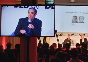 DouglasRushkoff.jpg Douglas Rushkoff ’83 speaks at the DLDnyc Conference in 2016.