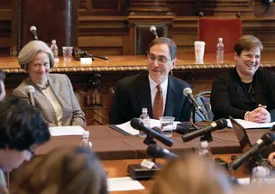 Press conference in Nassau Hall April 21.