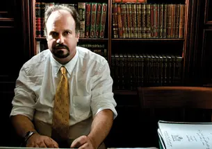 Bernard Haykel works in his office in Jones Hall.