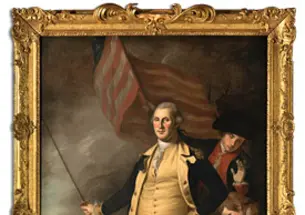 InnerSanctum2.jpg Charles Willson Peale’s “George Washington at the Battle of Princeton," in its refurbished frame.
