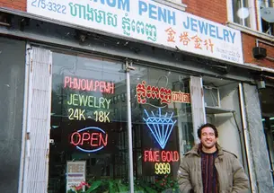Jacob Gold ’06, above, and James O’Toole ’08, at right below, wrote more than 100 sketches for the Cambodian comedy show “Upside Down.”