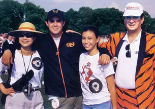 David Nee ’98 with his parents, Amber and Owen ’65, and sister Alex ’06 at Reunions in 1998.