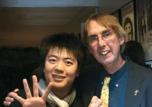 Pianist Lang Lang, left, performed in October at McCarter Theatre to honor half a century of service by William Lockwood ’59, right.